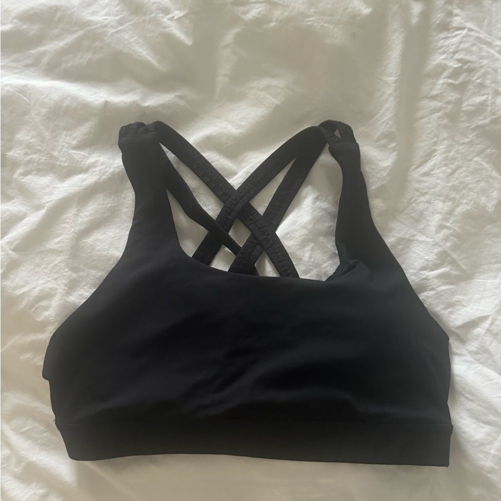 Black Strappy Sports Bra
